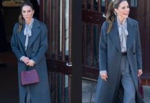 Kate Middleton’s latest autumn look has it all: A chic charcoal coat, bow blouse and a new Smythson bag |