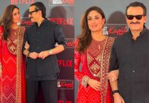 Kareena Kapoor channels Mughal-era royalty in a stunning red suit, but Saif Ali Khan’s all-black look steals attention too